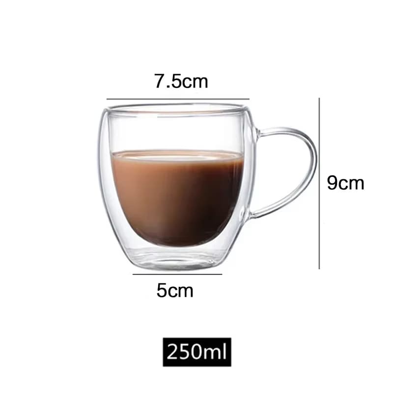 Caneca de Vidro com Parede Dupla para Café e Chá - 250ml Casa Elège