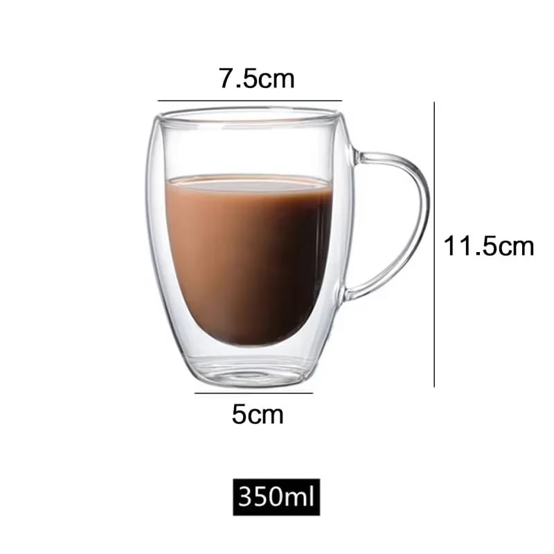 Caneca de Vidro com Parede Dupla para Café e Chá - 350ml Casa Elège