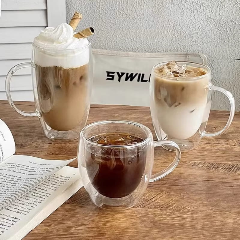 Caneca de Vidro com Parede Dupla para Café e Chá - Casa Elège