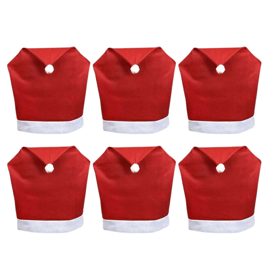Capa para Cadeira de Natal Gorro de Papai Noel - 6 Peças 50x60cm Casa Elège