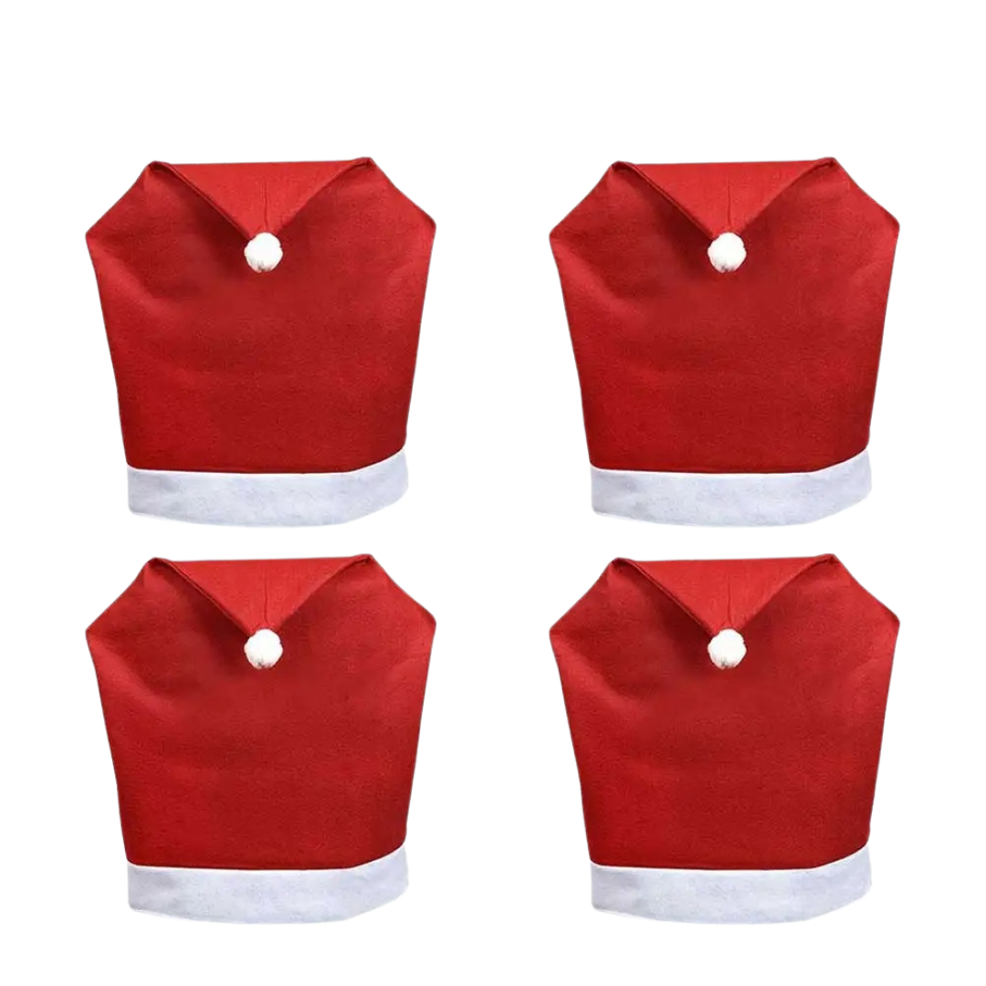 Capa para Cadeira de Natal Gorro de Papai Noel - 4 Peças 50x60cm Casa Elège