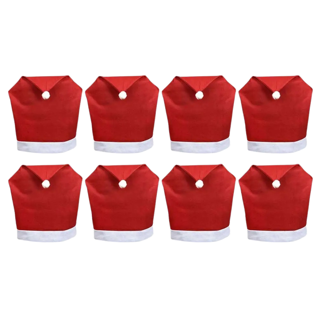 Capa para Cadeira de Natal Gorro de Papai Noel - 8 Peças 50x60cm Casa Elège