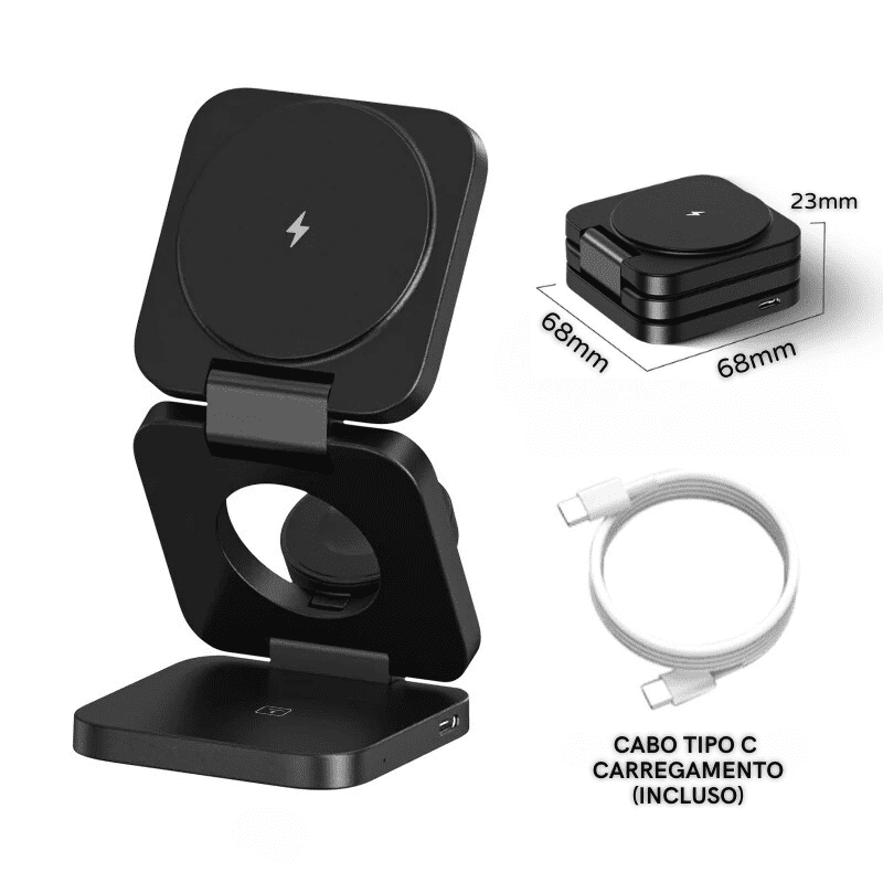 Carregador Triplo Por Indução com Suporte Ajustável - Casa Elège