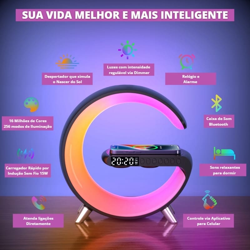 Luminária Multifuncional Com Carregador Por Indução - Casa Elège