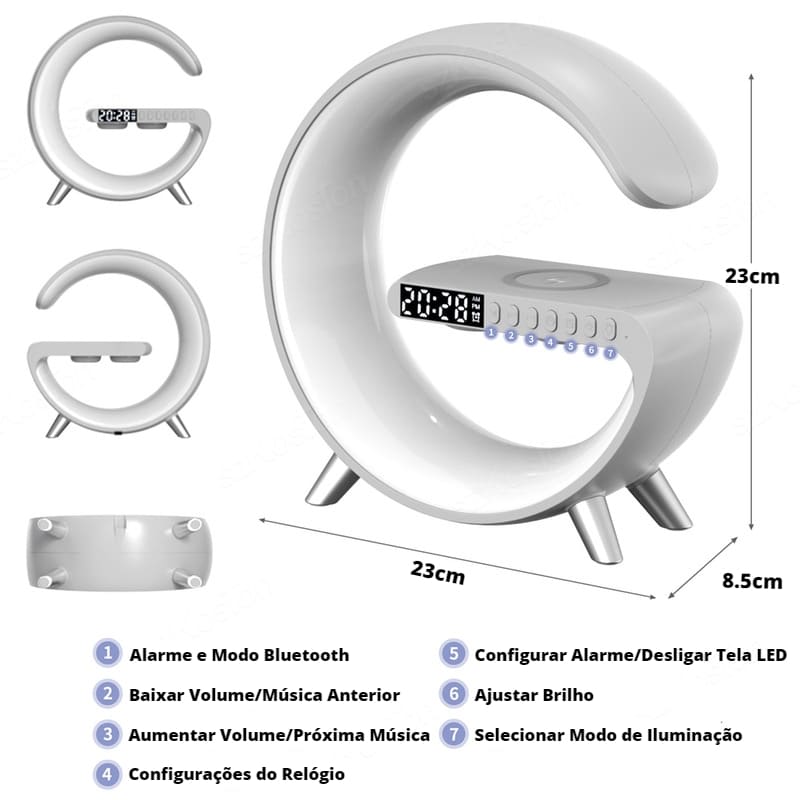 Luminária Multifuncional Com Carregador Por Indução - Casa Elège