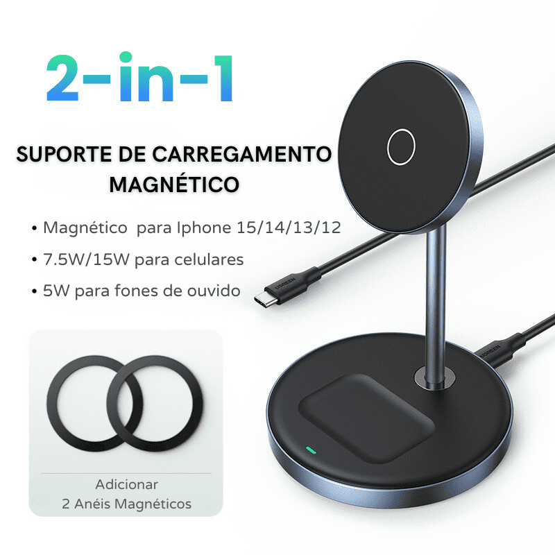 Carregador por Indução com Base Magnética Casa Elège - Carregador Por Indução + Anéis Magnéticos Casa Elège