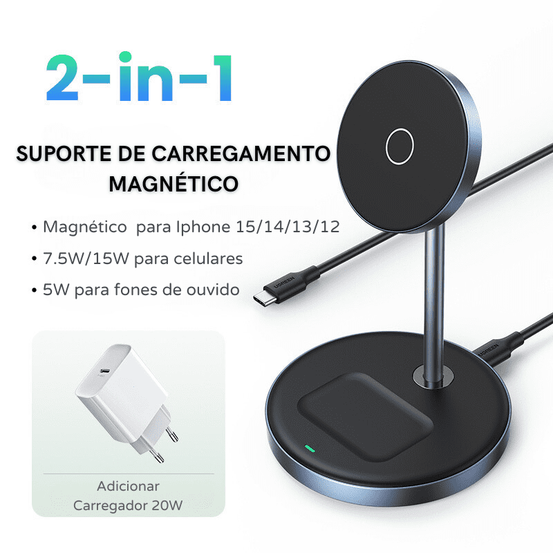 Carregador por Indução com Base Magnética Casa Elège - Carregador Por Indução + Fonte 20W Casa Elège