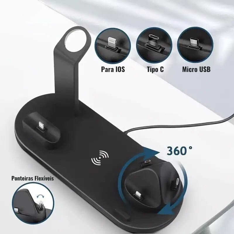 Carregador Sem Fio por Indução Multifuncional iPhone Samsung - Casa Elège