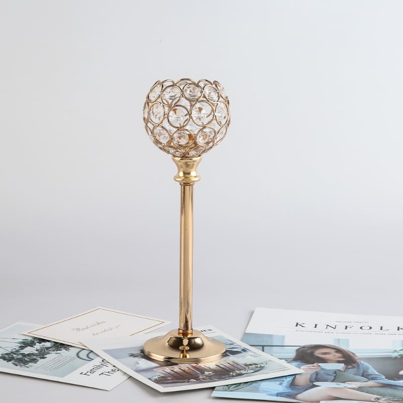 Castiçais Decorativos em ABS Cristal para Sala - 27cm Casa Elège