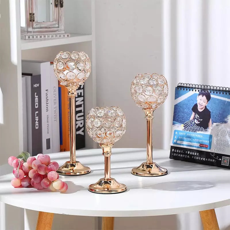 Castiçais Decorativos em ABS Cristal para Sala - Casa Elège