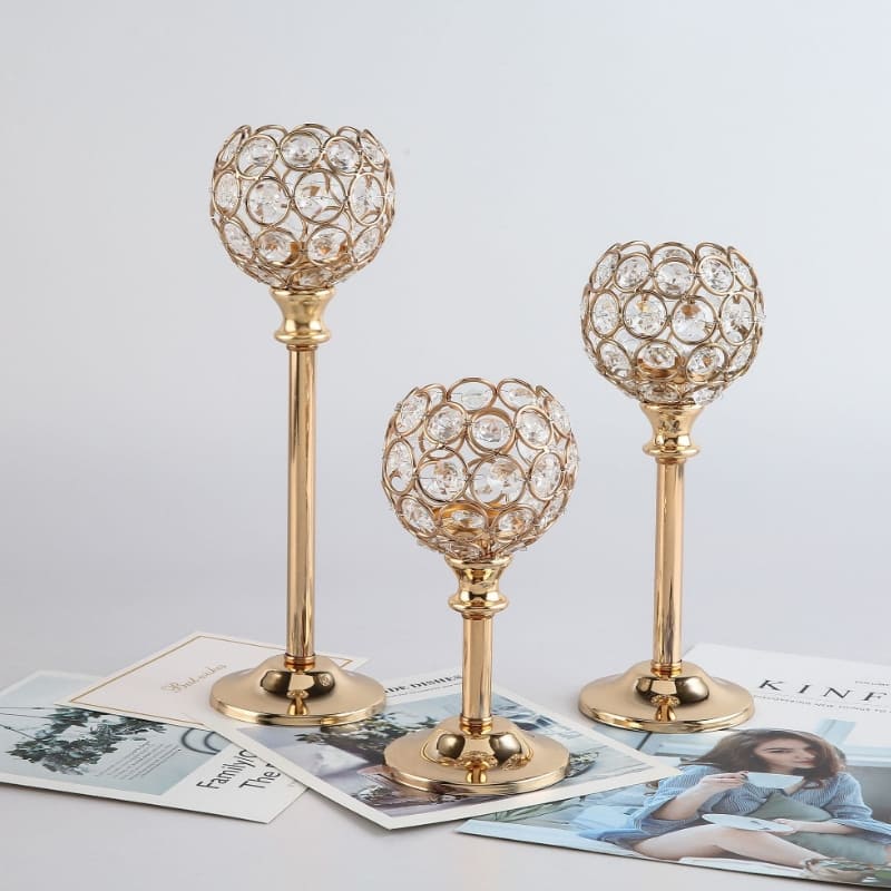Castiçais Decorativos em ABS Cristal para Sala - Casa Elège