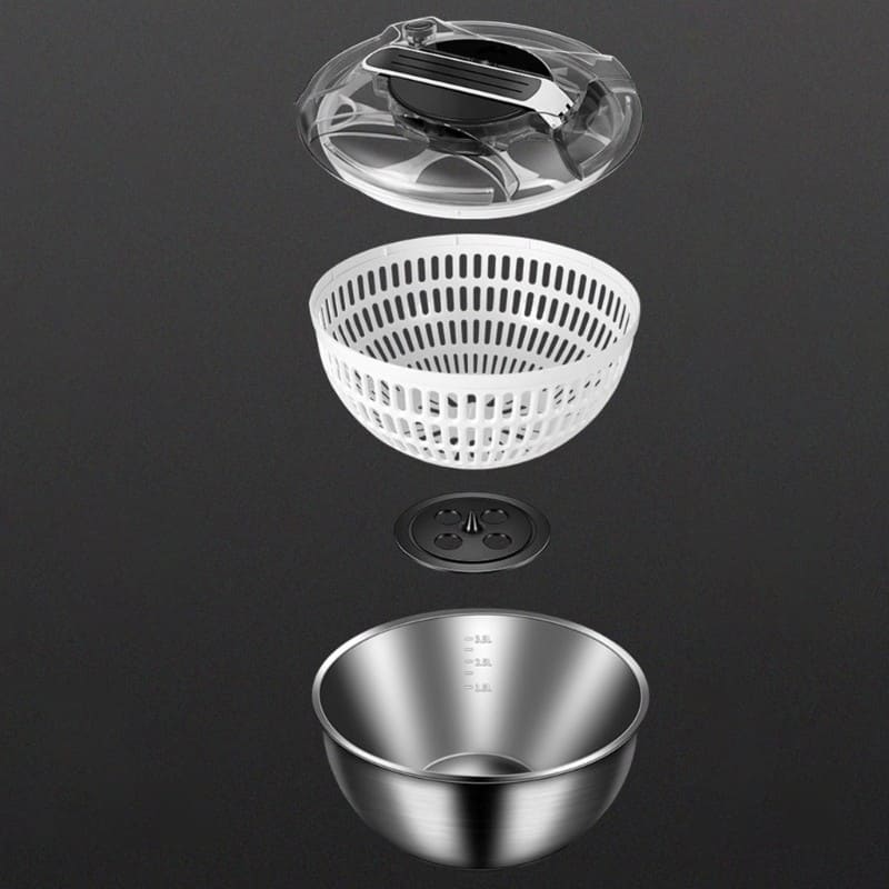 Centrífuga Secadora de Salada com Bowl Desmontável em Inox - Casa Elège