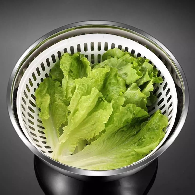Centrífuga Secadora de Salada com Bowl Desmontável em Inox - Casa Elège