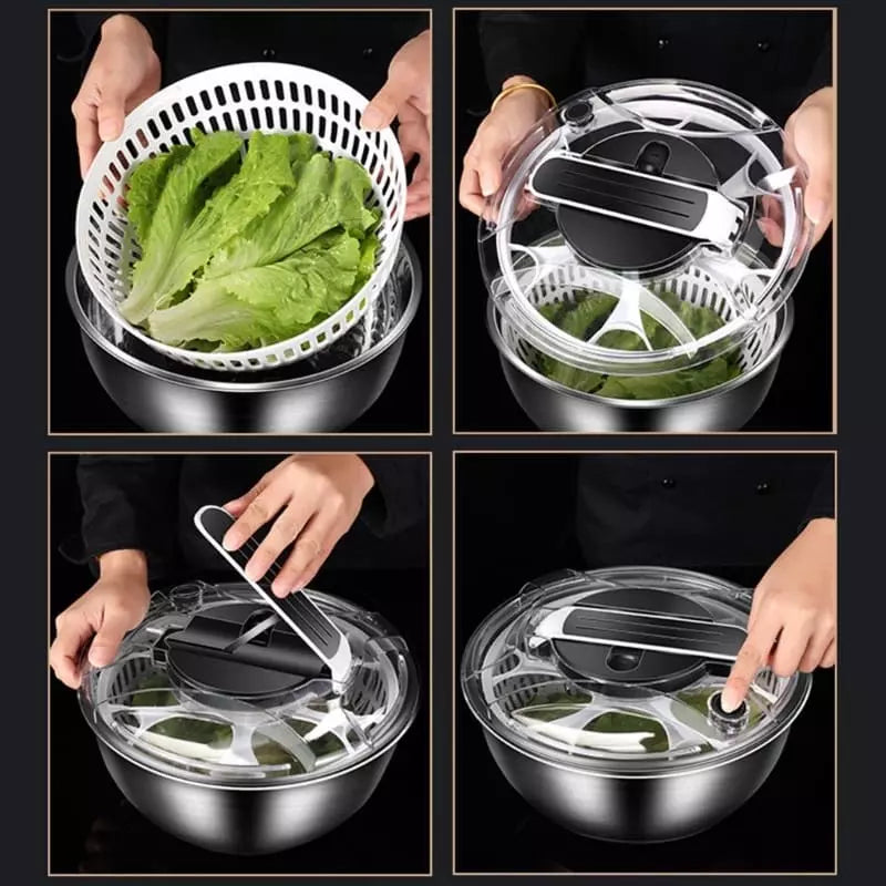 Centrífuga Secadora de Salada com Bowl Desmontável em Inox - Casa Elège