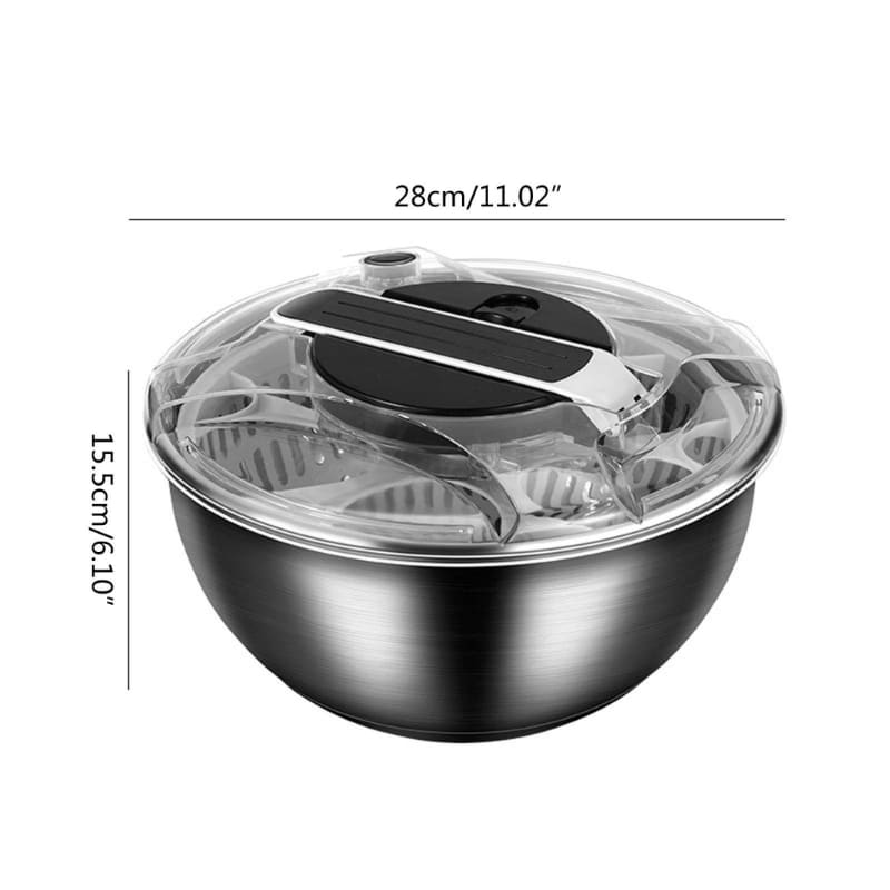 Centrífuga Secadora de Salada com Bowl Desmontável em Inox - Casa Elège