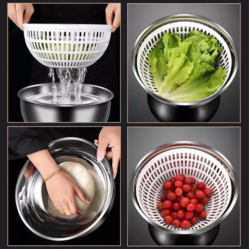 Centrífuga Secadora de Salada com Bowl Desmontável em Inox - Casa Elège