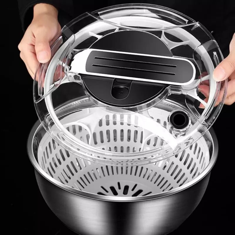 Centrífuga Secadora de Salada com Bowl Desmontável em Inox - Casa Elège