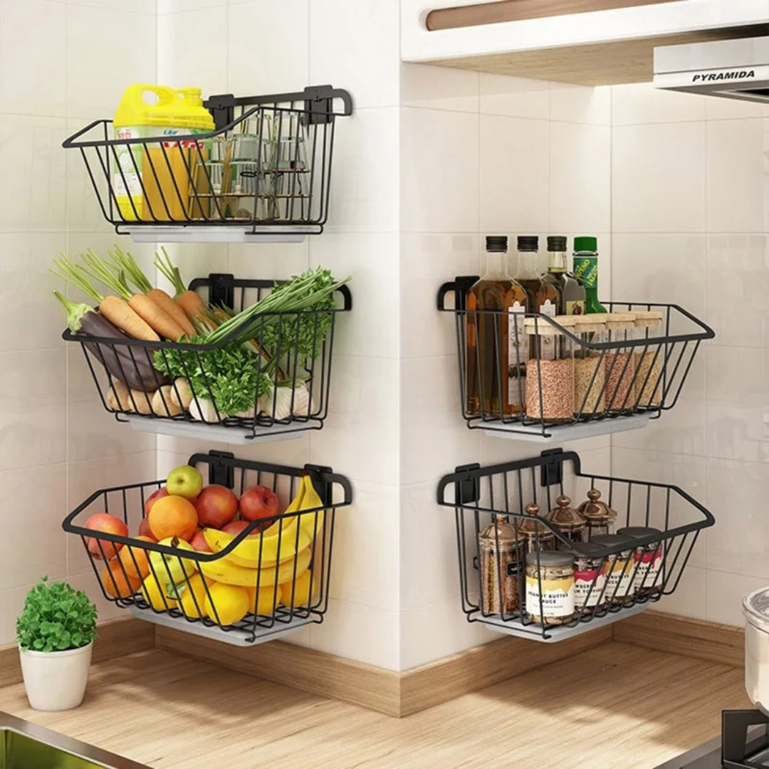 Cesta de Armazenamento para Parede em Aço Inox - Casa Elège