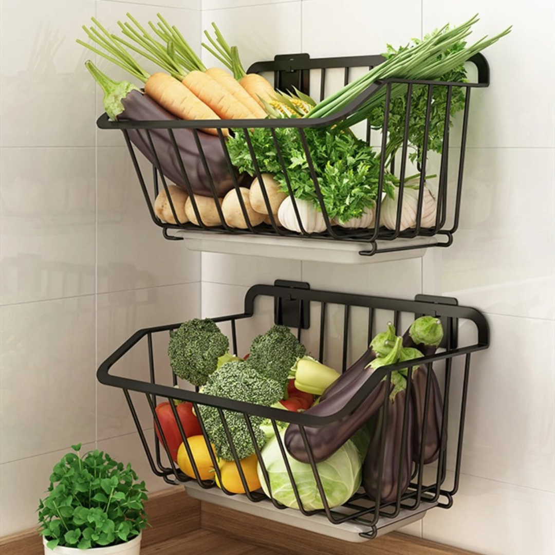 Cesta de Armazenamento para Parede em Aço Inox - Casa Elège