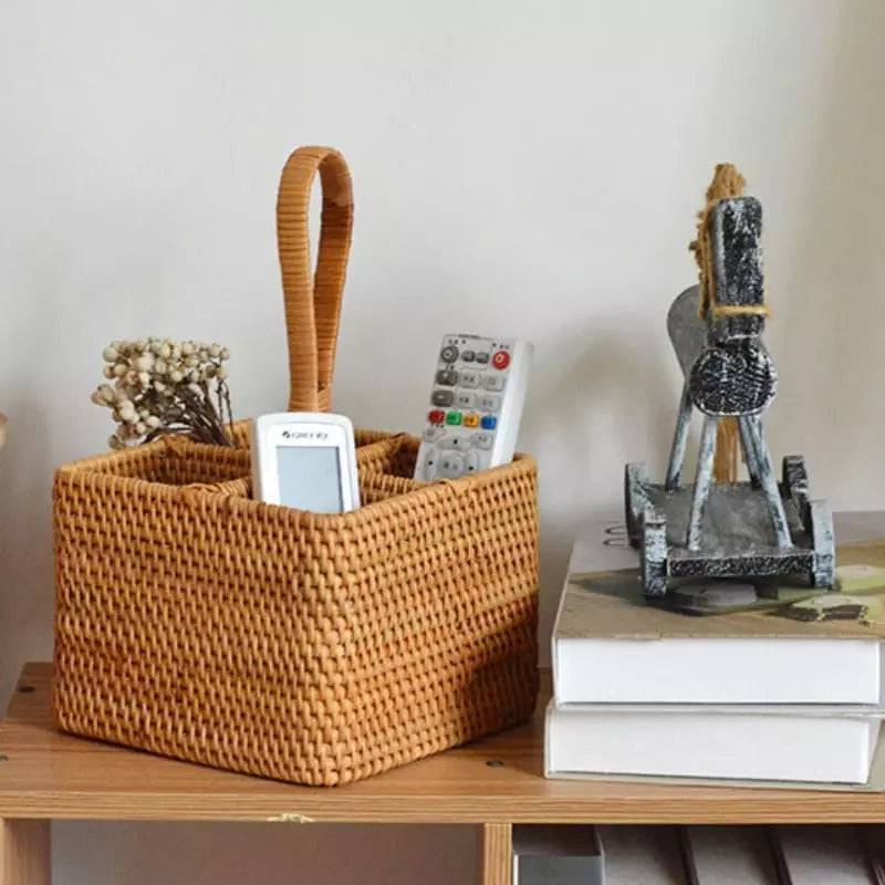 Cesta de Armazenamento Rústica em Vime Rattan Feita à Mão - Casa Elège