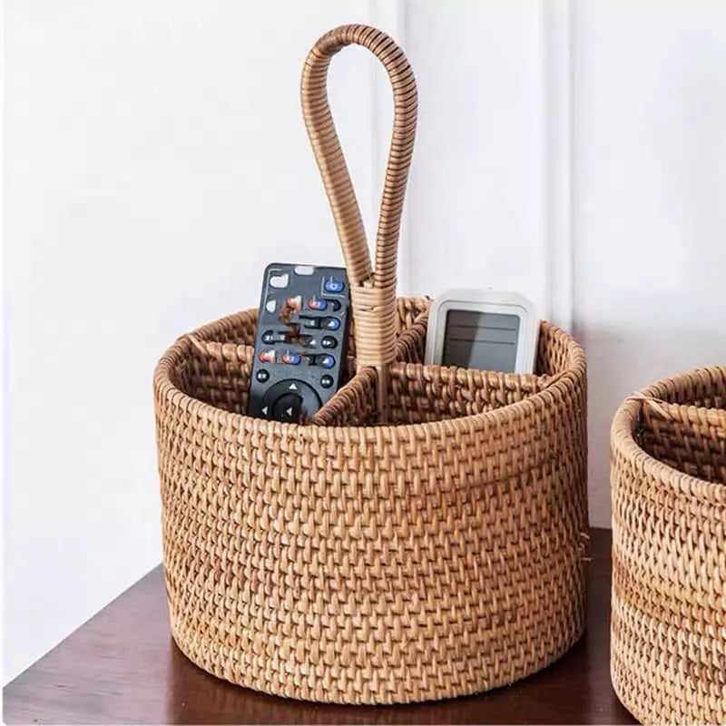 Cesta de Armazenamento Rústica em Vime Rattan Feita à Mão - Casa Elège
