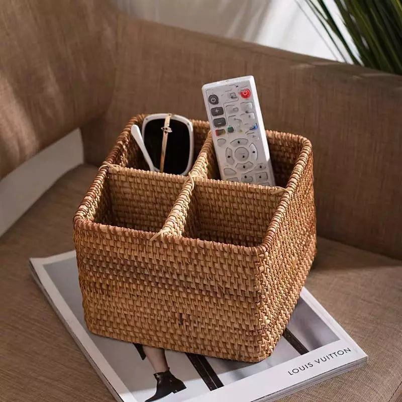 Cesta de Armazenamento Rústica em Vime Rattan Feita à Mão - Quadrado Casa Elège