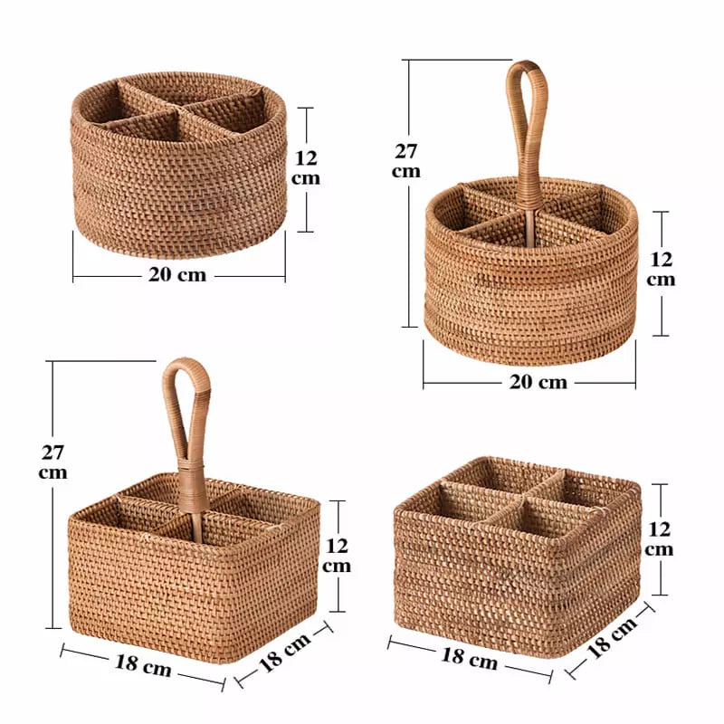 Cesta de Armazenamento Rústica em Vime Rattan Feita à Mão - Casa Elège