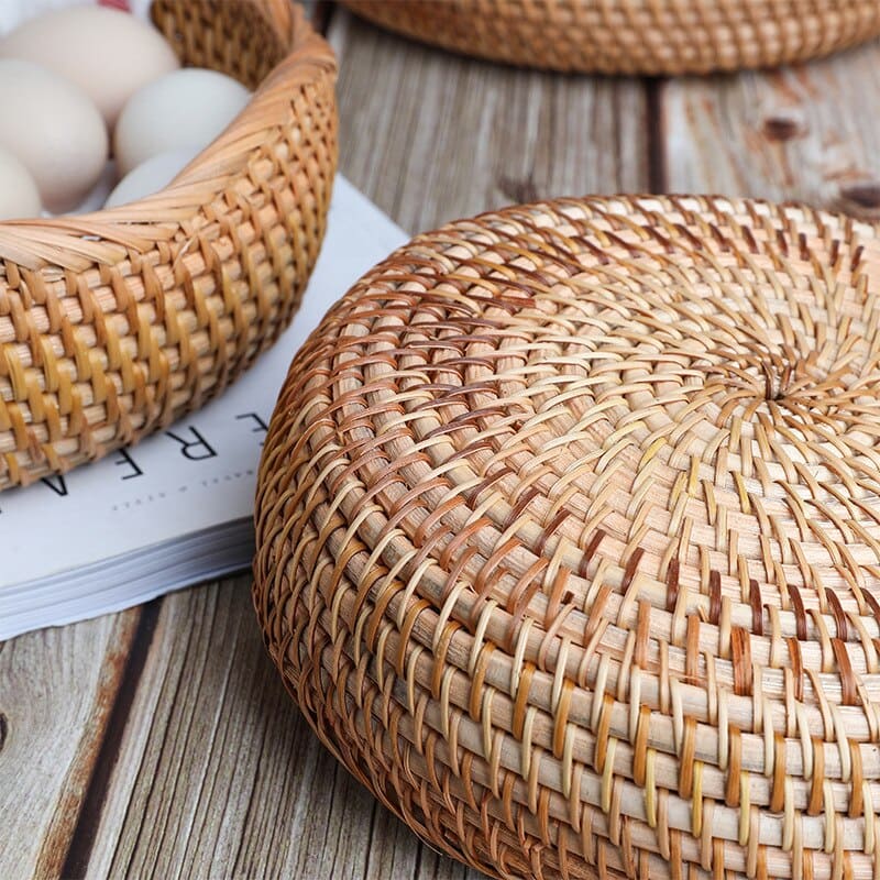 Cesta de Vime Rattan Feita à Mão - Casa Elège
