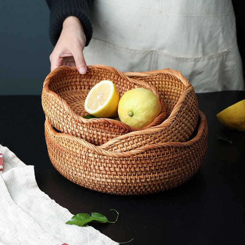 Cesta de Vime Rattan Feita à Mão - Casa Elège