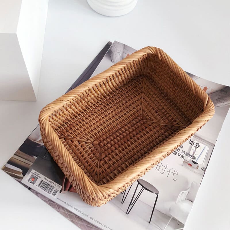 Cesto de Palha Rattan Feito à Mão para Quarto - Casa Elège