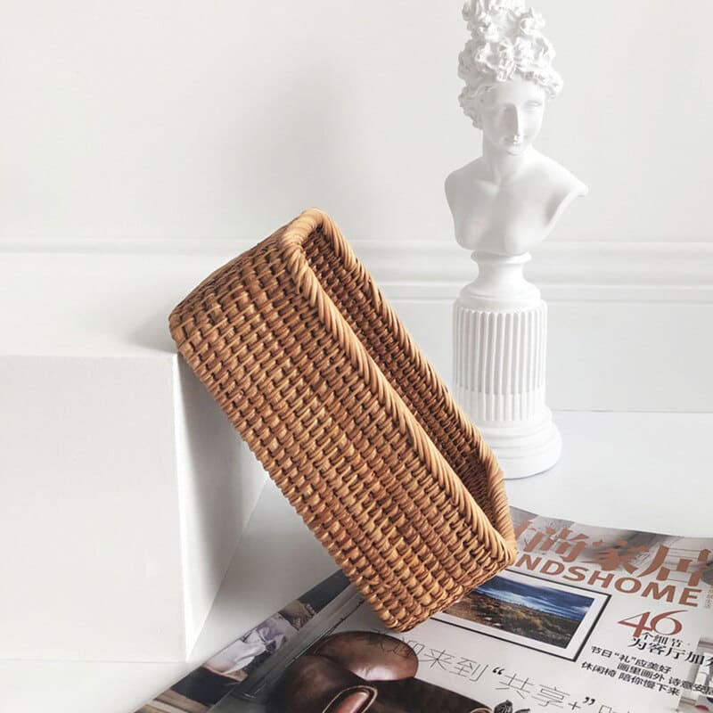 Cesto de Palha Rattan Feito à Mão para Quarto - Casa Elège