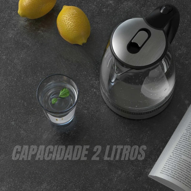 Chaleira Elétrica de Vidro 2 L – Mantém Quente - Casa Elège
