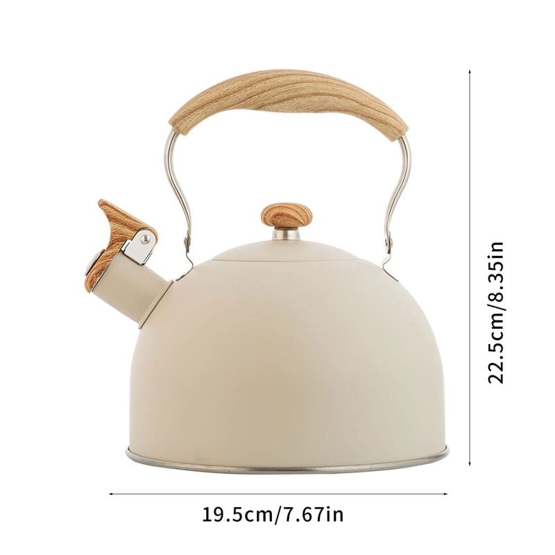 Chaleira de Inox com Apito 2,5 L e Alça de Madeira - Casa Elège