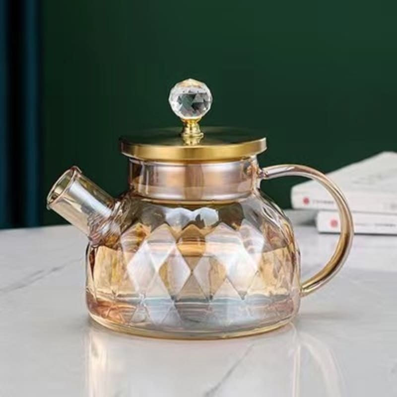 Chaleira de Vidro Borossilicato com Tampa Inox - 1000ml Diamond Casa Elège