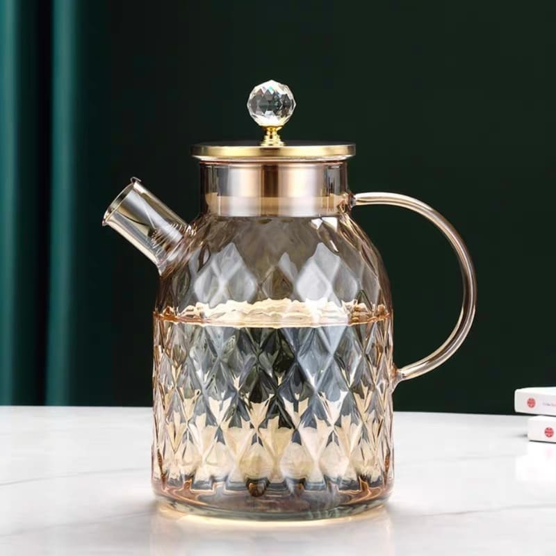 Chaleira de Vidro Borossilicato com Tampa Inox - 1800ml Diamond Casa Elège