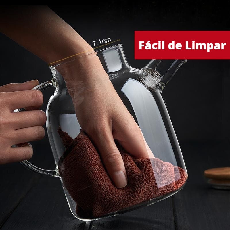 Chaleira de Vidro Borossilicato com Tampa de Bambu - Casa Elège