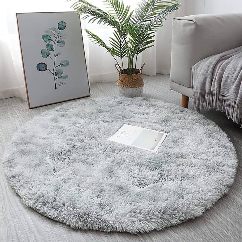 Tapete Redondo Felpudo Cinza Mescla Antiderrapante Macio - 200cm x 200cm Casa Elège