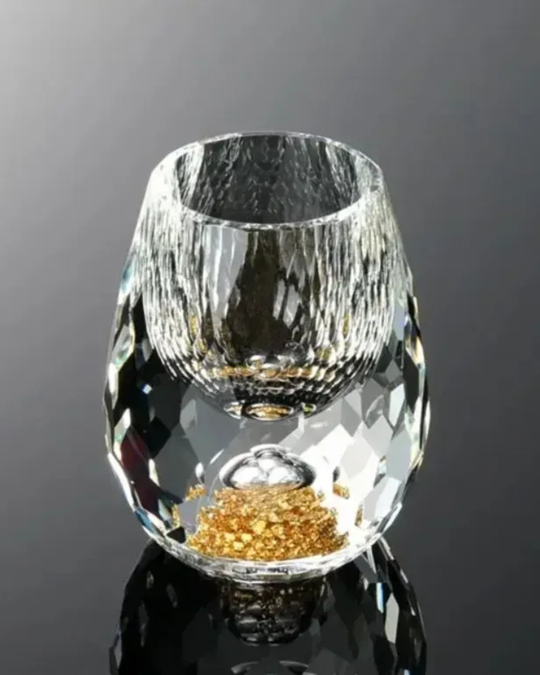 Conjunto de 6 Copos de Cristal Luxo com Folha de Ouro - Casa Elège