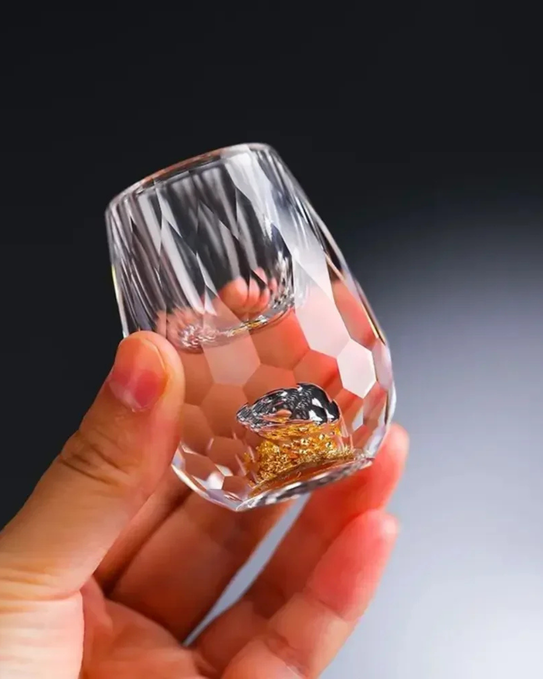 Conjunto de 6 Copos de Cristal Luxo com Folha de Ouro - Casa Elège