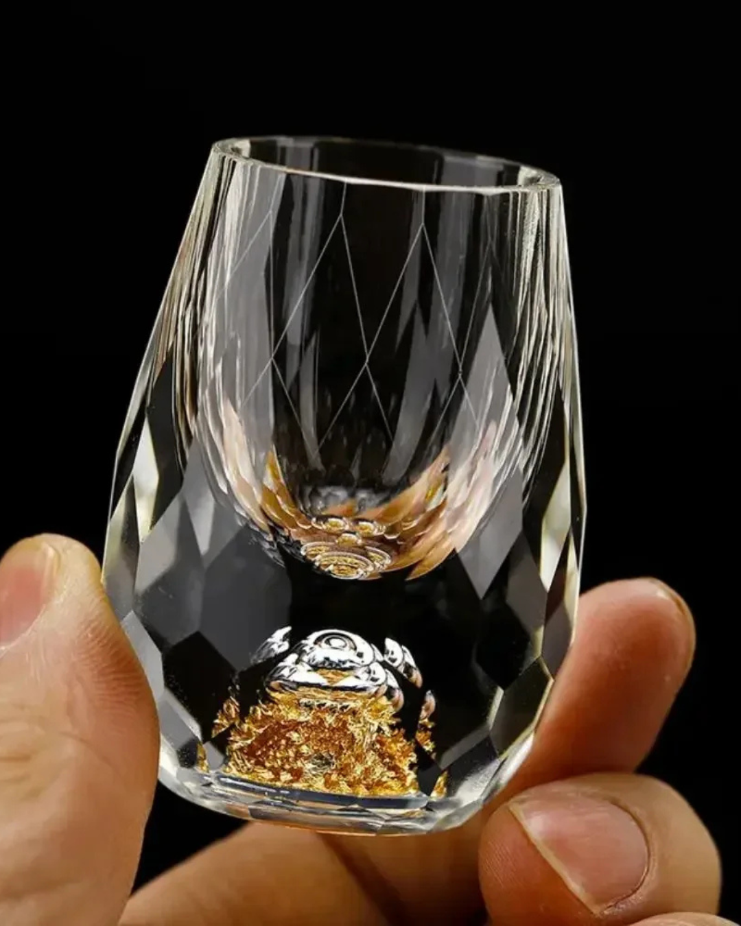 Conjunto de 6 Copos de Cristal Luxo com Folha de Ouro - Casa Elège