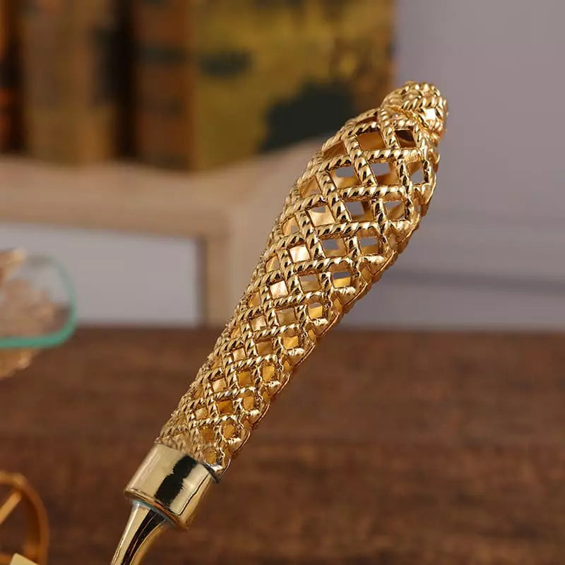 Espátula Para Bolo Com Faca Em Liga De Zinco Dourada Conjunto - Casa Elège