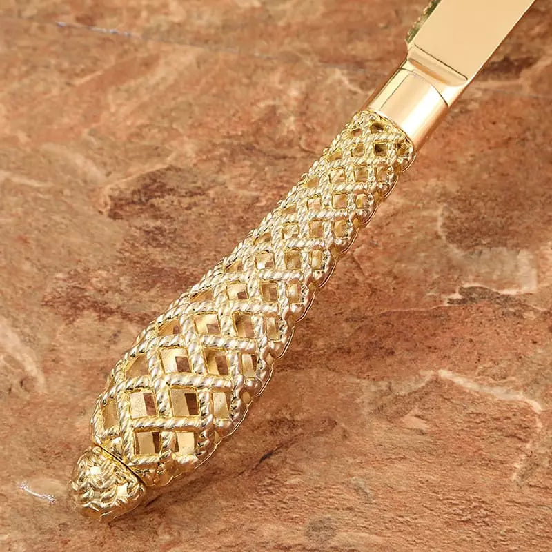 Espátula Para Bolo Com Faca Em Liga De Zinco Dourada Conjunto - Casa Elège