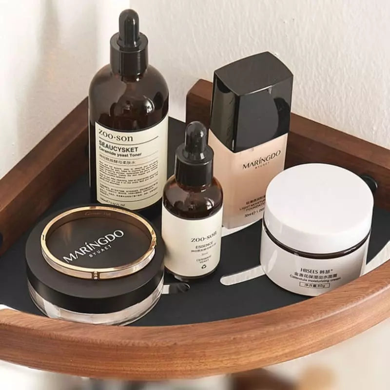 Conjunto Porta Toalha em Madeira e Alumínio Resistente - Rack de Canto Simples Casa Elège