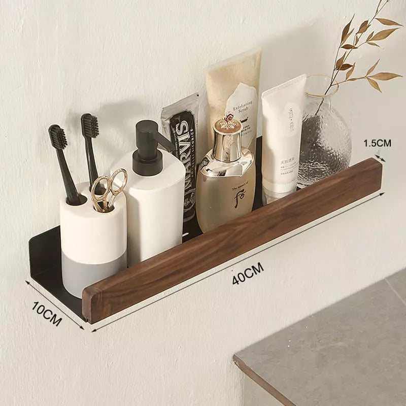 Conjunto Porta Toalha em Madeira e Alumínio Resistente - Rack Horizontal 50cm Casa Elège
