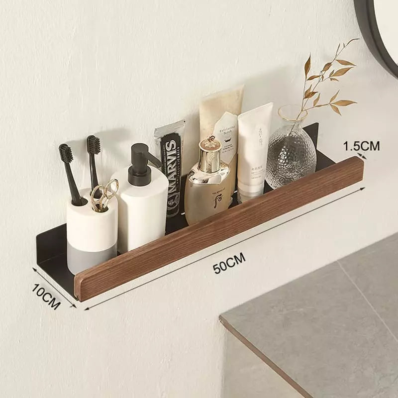 Conjunto Porta Toalha em Madeira e Alumínio Resistente - Rack Horizontal 40cm Casa Elège