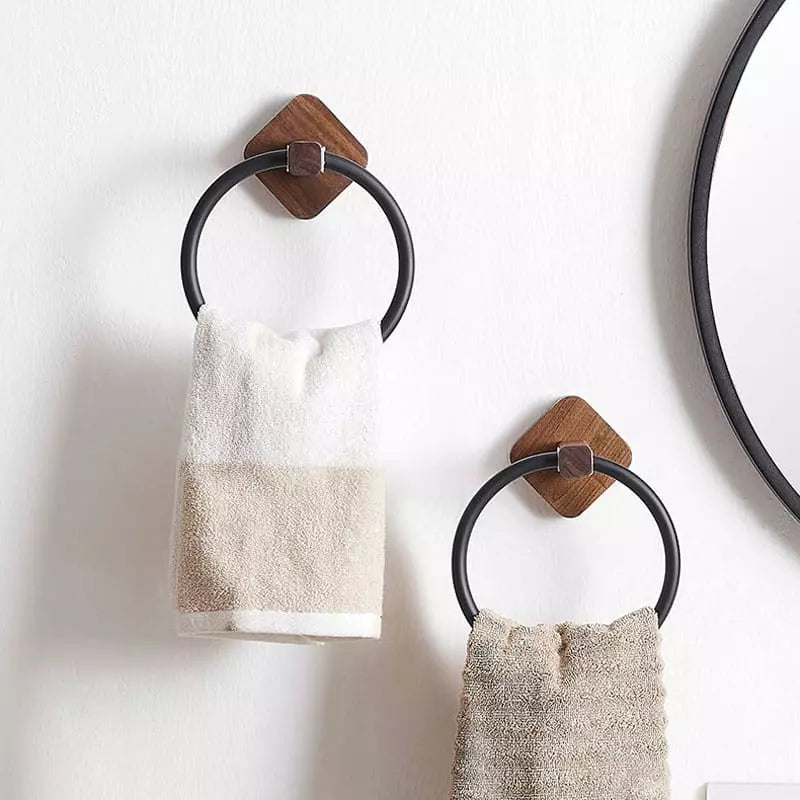 Conjunto Porta Toalha em Madeira e Alumínio Resistente - Casa Elège