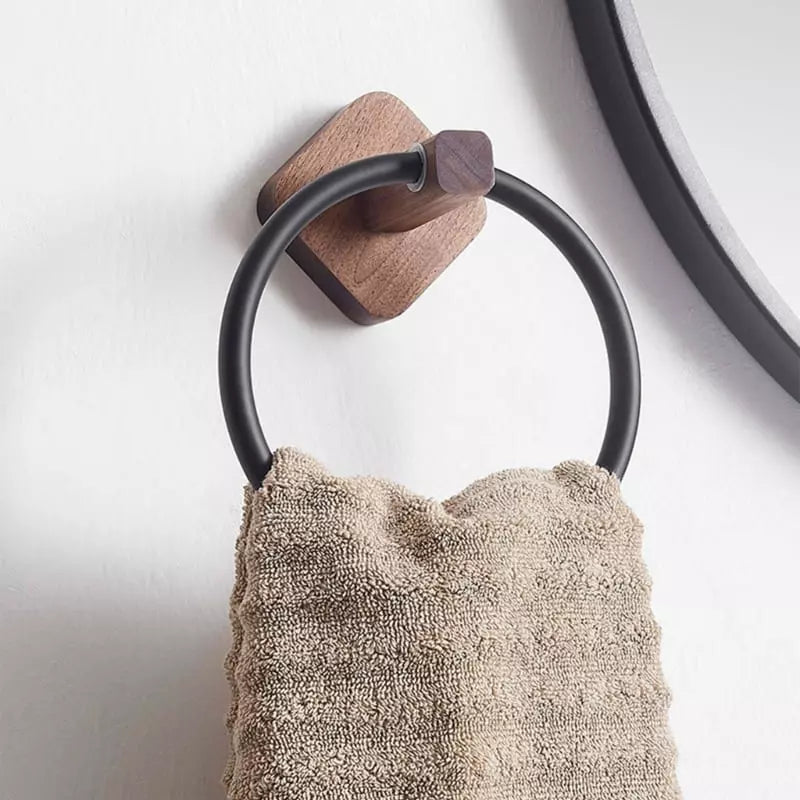 Conjunto Porta Toalha em Madeira e Alumínio Resistente - Casa Elège