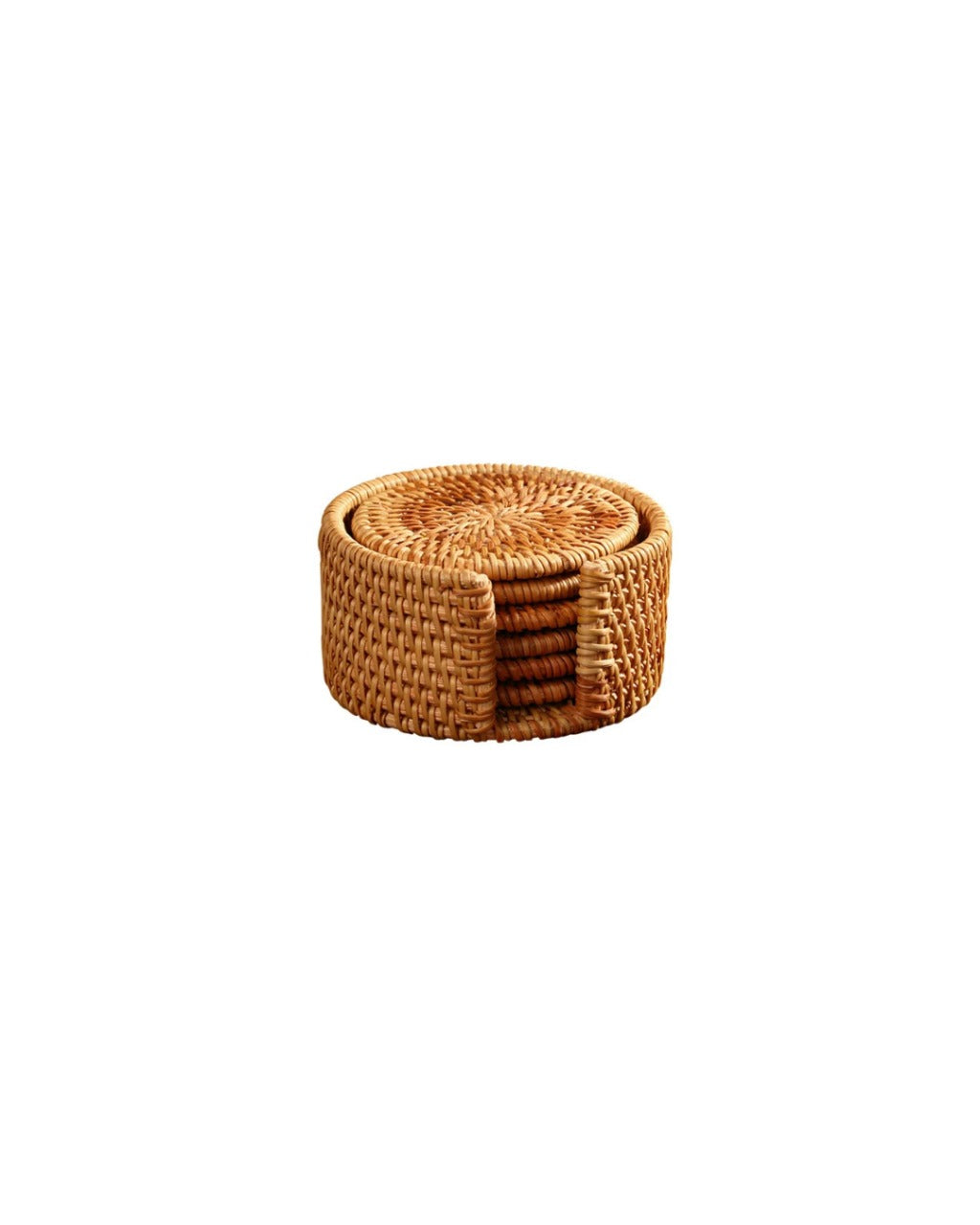 Conjunto de Descansos de Copo em Rattan Natural Artesanal - Redondo Casa Elège