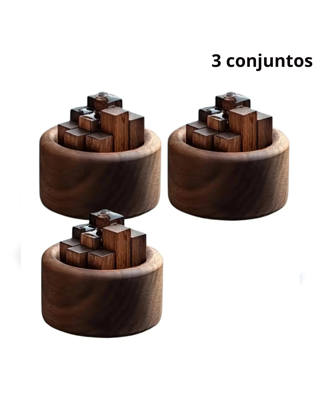 Conjunto de Difusores de Óleo em Madeira Noz Artesanais - 3 unidades Casa Elège