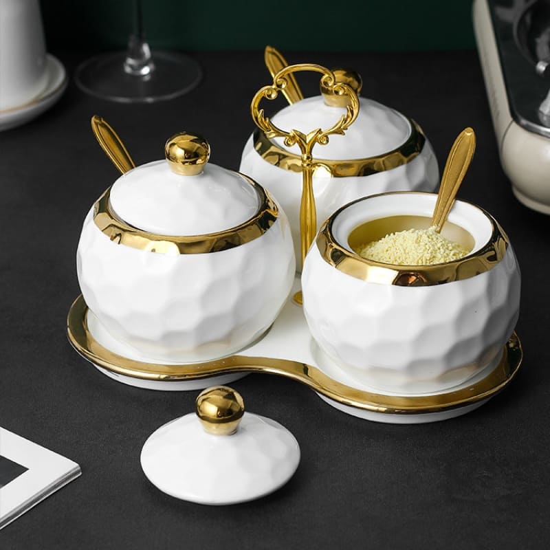 Conjunto de Potes de Cerâmica Kit Açucareiro e Saleiro - Casa Elège